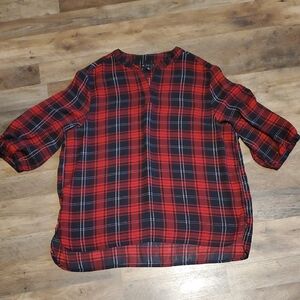 Red and Black Plaid Blouse